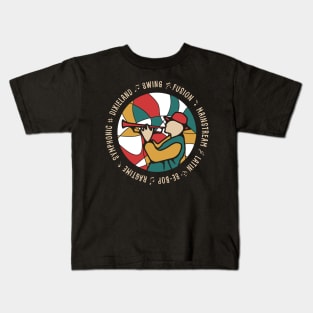 Colorful Jazz Musician with Jazz Genres Kids T-Shirt